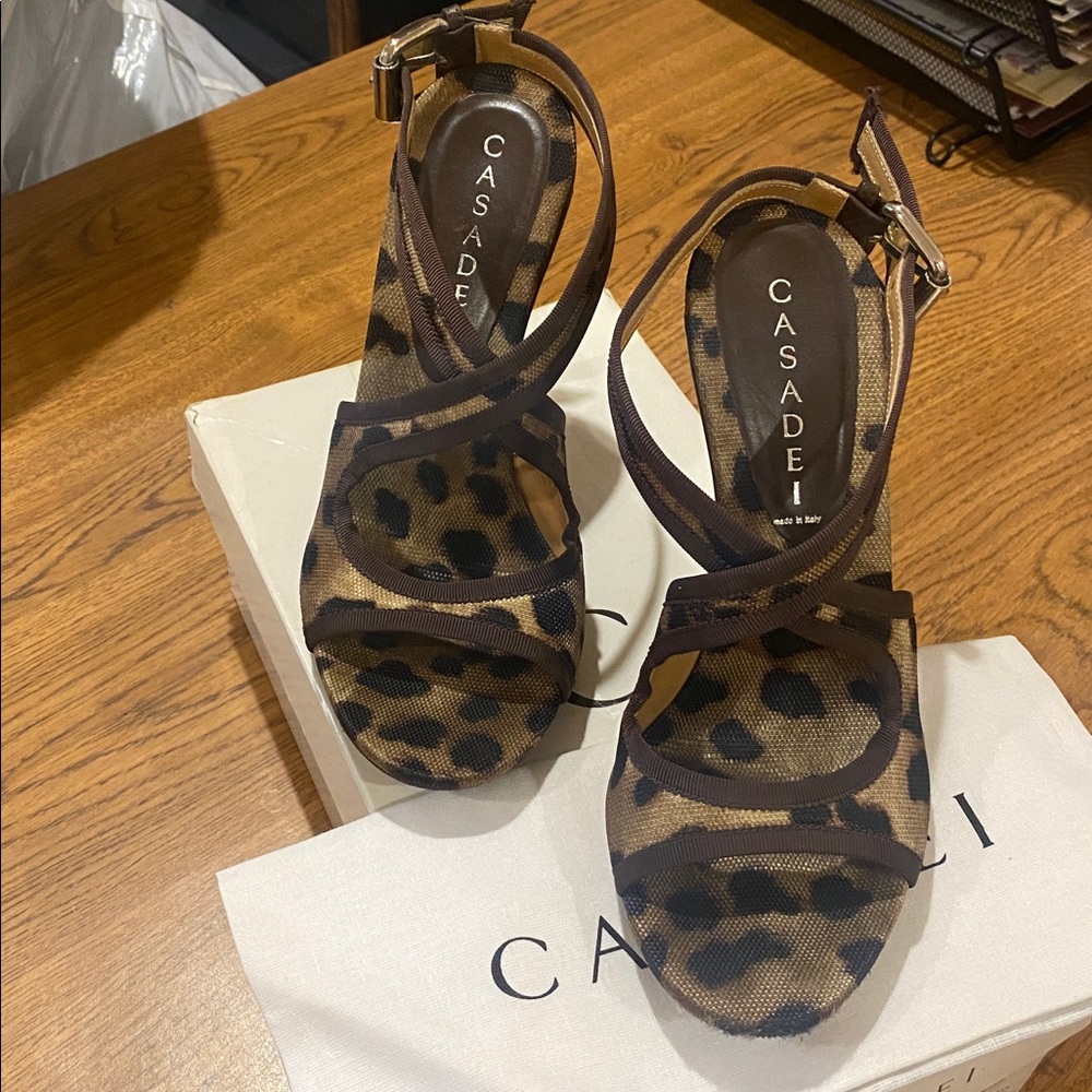 Casadei leopard strappy heel